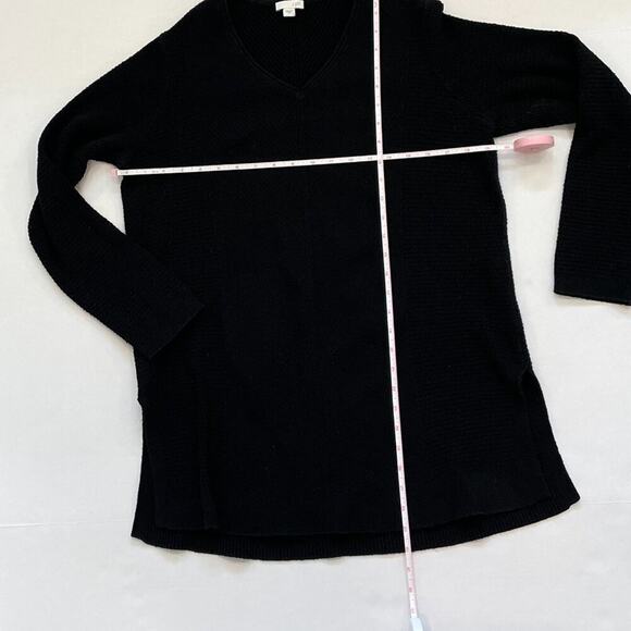 J. Jill Cotton Blend Black Oversized Textured Sweater V-Neck Long Sleeve Tunic S - Picture 12 of 14